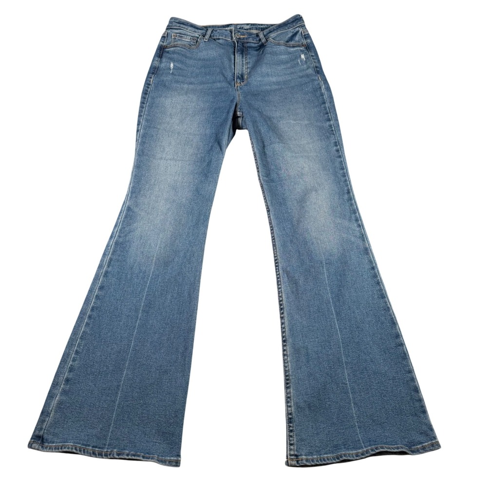 Old Navy Flare Jean Women 10(FITS 31x31) Blue Higher High-Rise Distressed